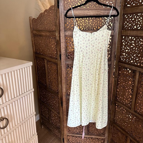 NEW NWT House of CB Yellow Floral Carina Bustier Slit Midi Dress - Picture 4 of 5